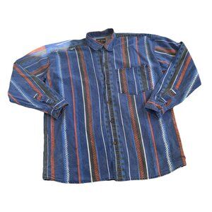 Vintage Sachin Novelty Striped Western Denim Shirt L